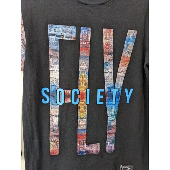 Fly Society Mens Medium Black With Graphic on Front and Sleeves - Picture 2 of 5